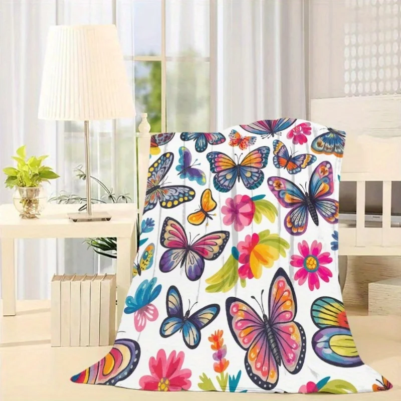 Vibrant Butterflies & Flowers Flannel Blanket - Double-Sided Velvet, Polyester, Machine Washable, All-Season Comfort
Vibrant Butterflies & Flowers Flannel Blanket - Double-Sided Velvet, Polyester, Machine Washable, All-Season Comfort
