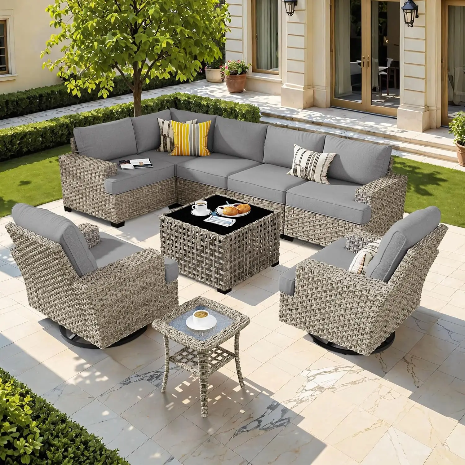 Outdoor Sectional Patio Furniture Set,9 Pieces Wicker Conversation Sets L Shaped Couch,Extra Deep Out Door Sofa, Customized
Outdoor Sectional Patio Furniture Set,9 Pieces Wicker Conversation Sets L Shaped Couch,Extra Deep Out Door Sofa, Customized