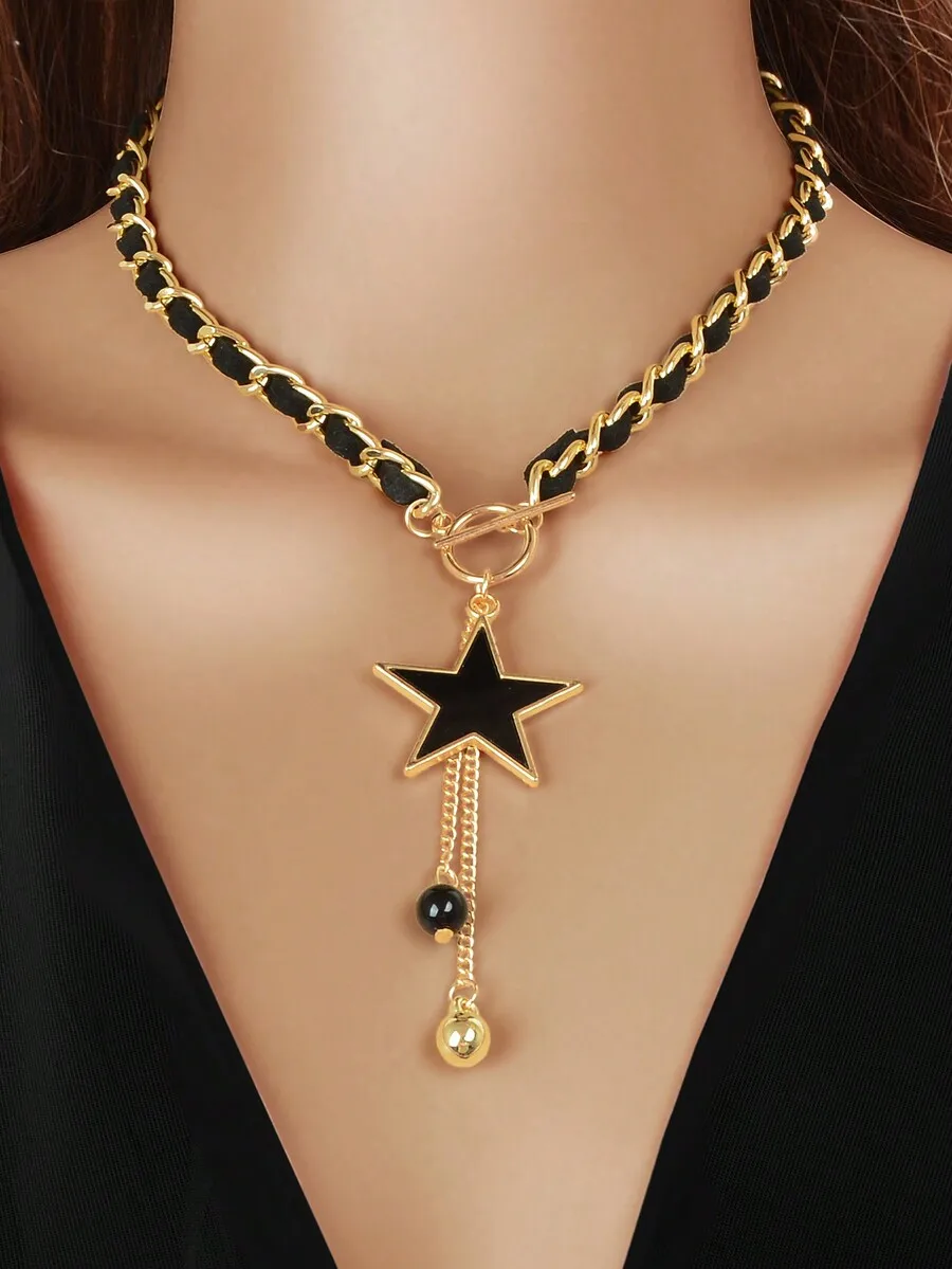 Star and ball pendant tassel necklace with braided chain for women ideal for parties and everyday wear
Star and ball pendant tassel necklace with braided chain for women ideal for parties and everyday wear