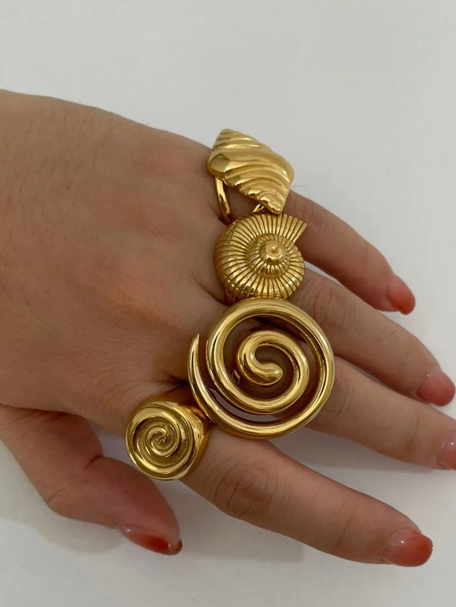Chunky Vintage Conch Spiral Open Ring Stainless Steel Adjustable Fashion Women Ring
Chunky Vintage Conch Spiral Open Ring Stainless Steel Adjustable Fashion Women Ring