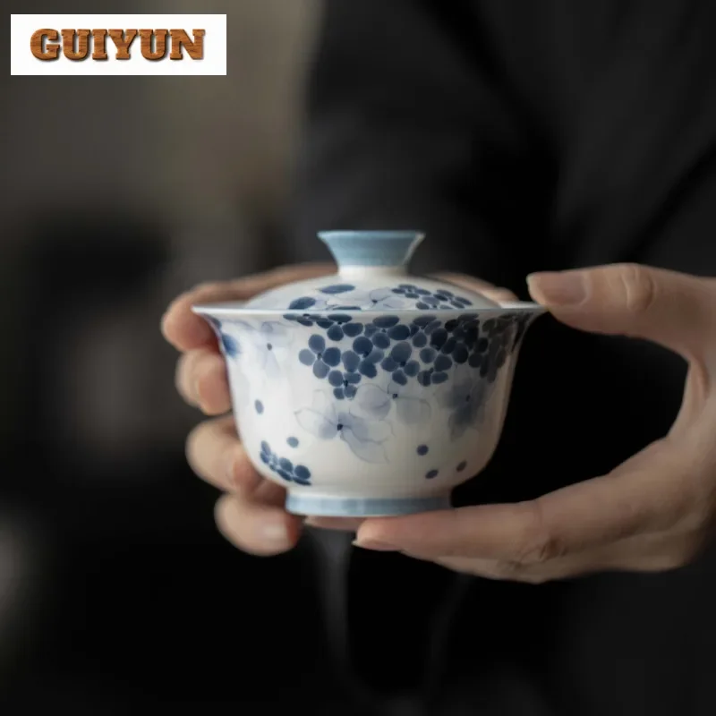 130 мл ручной работы вышитый шарик цветок гайвань бутик чайная варенья чайная миска с крышкой комплект чайник крышка миска посуда ремесло