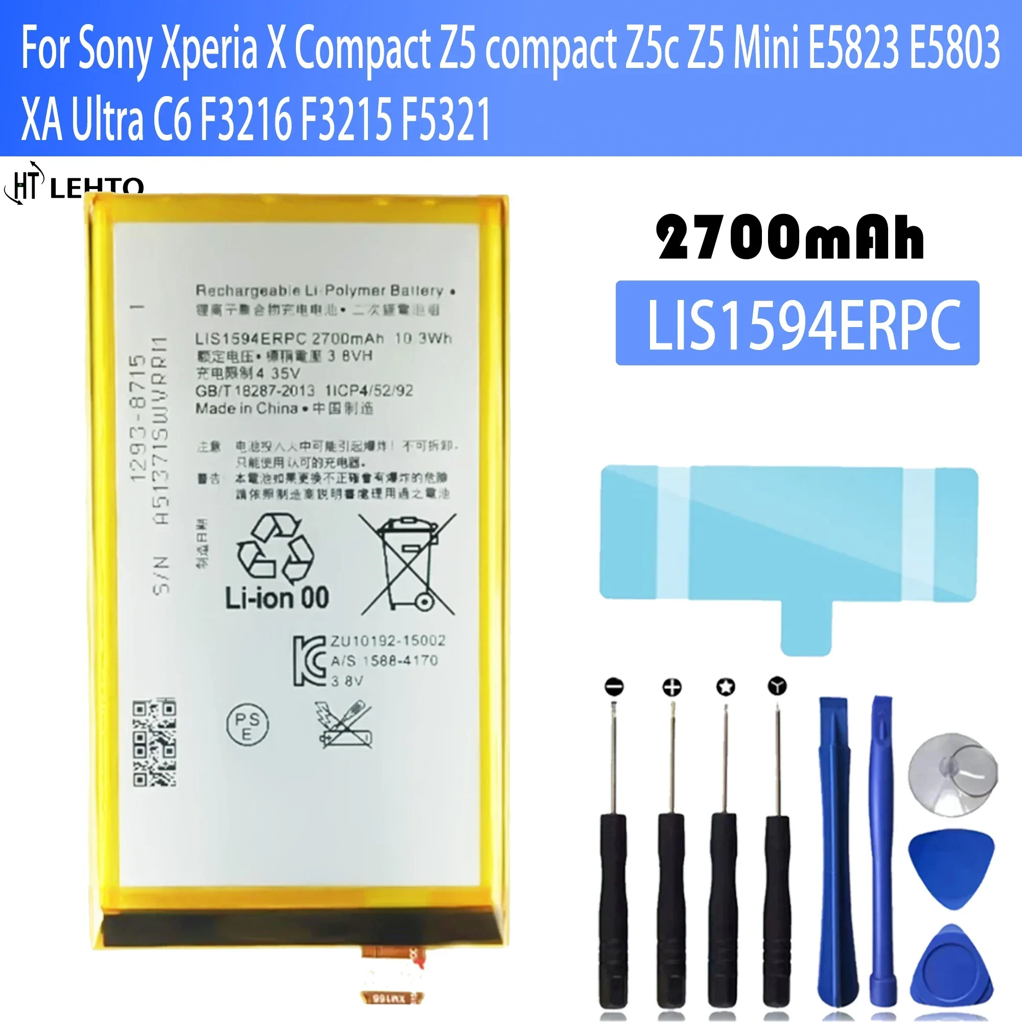 100% New Original LIS1594ERPC Battery for Sony Xperia X Compact Z5 Z5c Z5 Mini E5823 E5803 XA Ultra C6 phone Batteries Bateria
100% New Original LIS1594ERPC Battery for Sony Xperia X Compact Z5 Z5c Z5 Mini E5823 E5803 XA Ultra C6 phone Batteries Bateria