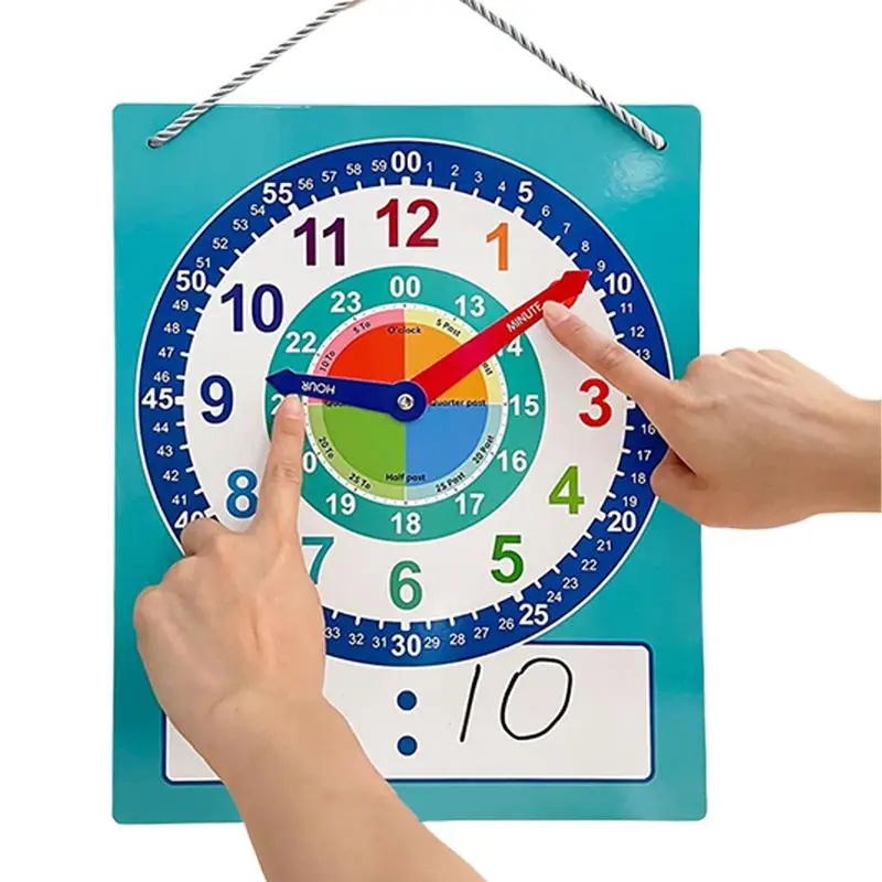Детские настенные часы, обучающие часы для сухого стирания, обучающие пособия по времени для детей, двухсторонний пишущий инструмент для практики времени, домашняя школа
Детские настенные часы, обучающие часы для сухого стирания, обучающие пособия по времени для детей, двухсторонний пишущий инструмент для практики времени, домашняя школа