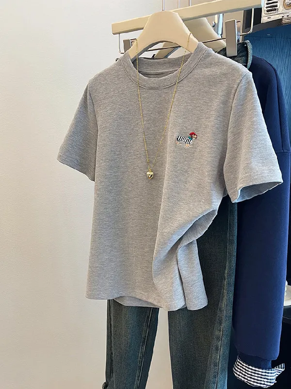 plus Size Women's Grey Embroidered Dog Short Sleeve T-Shirt Loose Fit Summer Base Layer Shirt Half Sleeve Top Casual Style Pu...
plus Size Women's Grey Embroidered Dog Short Sleeve T-Shirt Loose Fit Summer Base Layer Shirt Half Sleeve Top Casual Style Pu...