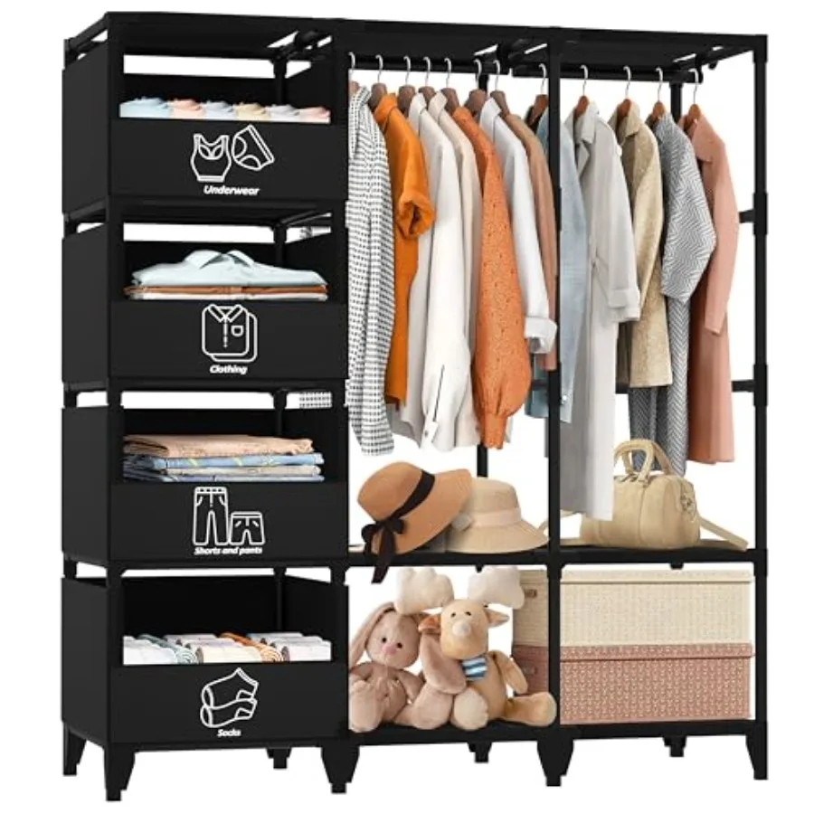 Portable Closet Easy Assembly Large Capacity Wardrobe Closet Sturdy and Stable Clothes Rack with Shelves 4 Storage Baskets and
Portable Closet Easy Assembly Large Capacity Wardrobe Closet Sturdy and Stable Clothes Rack with Shelves 4 Storage Baskets and