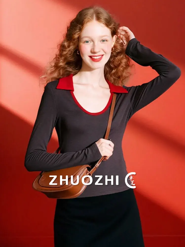 Эластичный вязаный свитер ZhuoZhi, красный, с U-образным вырезом, базовый слой, мягкий, осенний, новый, в французском стиле, с длинными рукавами, футболка
Эластичный вязаный свитер ZhuoZhi, красный, с U-образным вырезом, базовый слой, мягкий, осенний, новый, в французском стиле, с длинными рукавами, футболка