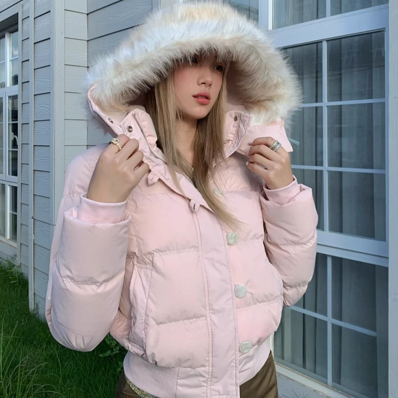Winter new fur collar pink cotton women hooded jacket 2025 Harajuku High Street cold-proof thick cotton jacket
Winter new fur collar pink cotton women hooded jacket 2025 Harajuku High Street cold-proof thick cotton jacket