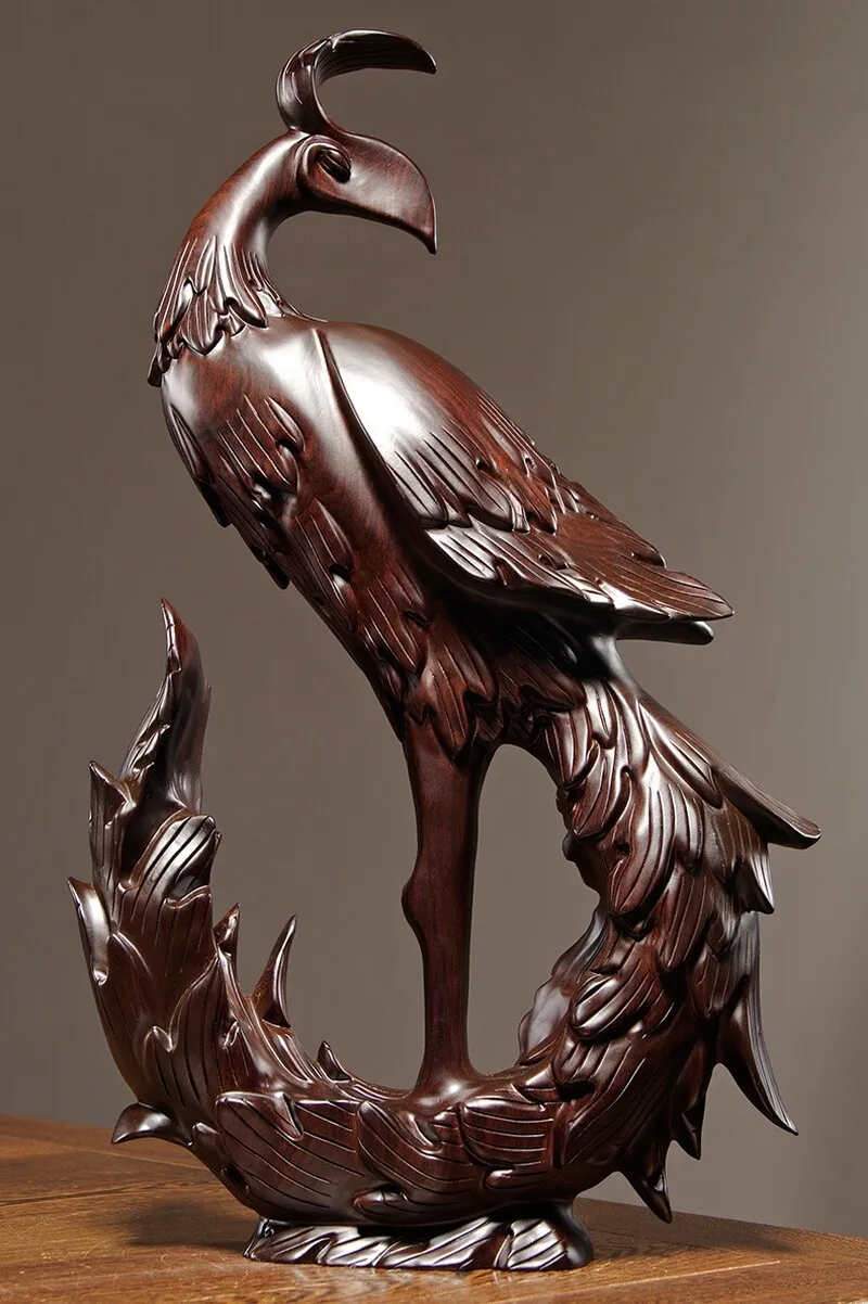 7.0" Solid Ebony Wood Carved Chinese Phoenix Statue Sculpture Feng Shui Decor
7.0" Solid Ebony Wood Carved Chinese Phoenix Statue Sculpture Feng Shui Decor