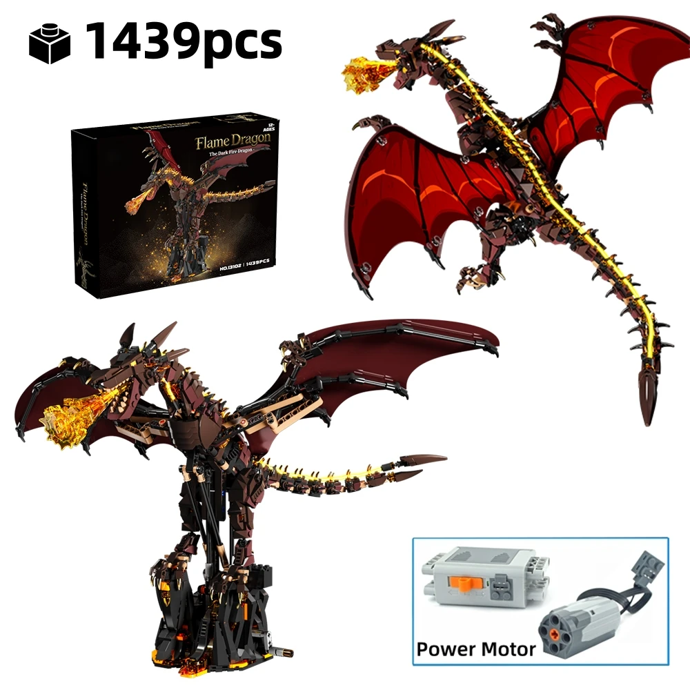 NEW 1493pcs Technical Mechanical Fire Dragon Building Blocks Mythology Dragon Model Kit With Light Gear Rotation STEM MOC Gift
NEW 1493pcs Technical Mechanical Fire Dragon Building Blocks Mythology Dragon Model Kit With Light Gear Rotation STEM MOC Gift