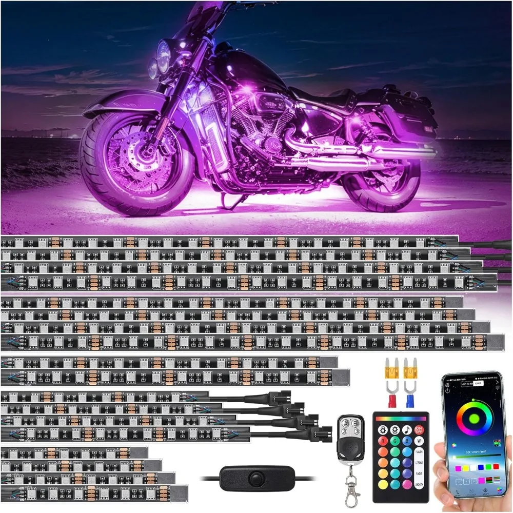 18pc RGB Motorcycle LED Underglow Kit Waterproof APP RF Brake Turn Signal 12V
18pc RGB Motorcycle LED Underglow Kit Waterproof APP RF Brake Turn Signal 12V
