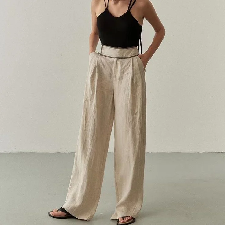 2023 Spring and Summer New Swedish Minimalist Style Full Linen Waist Seam Straight-leg Casual Wide-leg Pants
2023 Spring and Summer New Swedish Minimalist Style Full Linen Waist Seam Straight-leg Casual Wide-leg Pants
