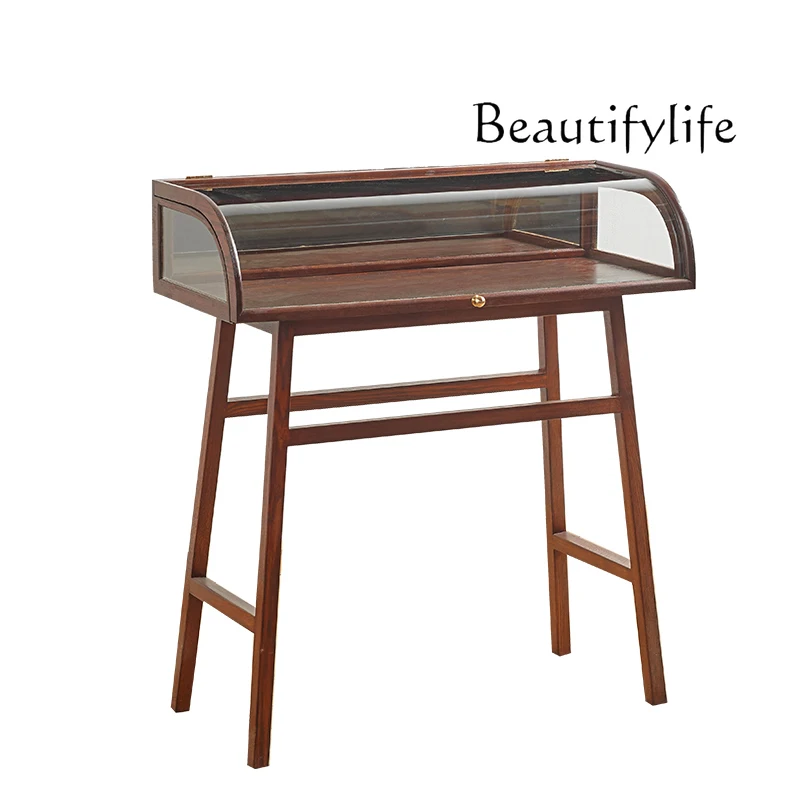 Ash wood solid wood tenon and mortise retro curved glass cabinet, jewelry display cabinet
Ash wood solid wood tenon and mortise retro curved glass cabinet, jewelry display cabinet