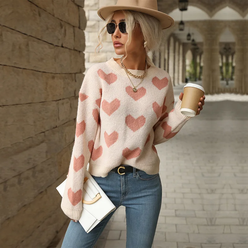 Sweet Sweater Heart Pattern Pink Knitwear Long Sleeve Romantic Pullover Valentine Date Cute Top Women Casual Chic Outfit
Sweet Sweater Heart Pattern Pink Knitwear Long Sleeve Romantic Pullover Valentine Date Cute Top Women Casual Chic Outfit