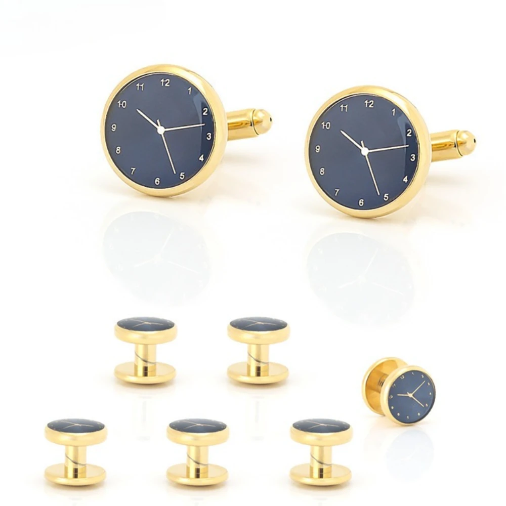 Time Aesthetics Gold Silver Clock Cufflinks Collar Buckles 6-piece Set Men's Business Dress Wedding Exquisite Accessories
Time Aesthetics Gold Silver Clock Cufflinks Collar Buckles 6-piece Set Men's Business Dress Wedding Exquisite Accessories