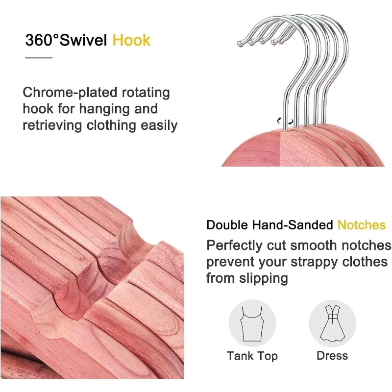 American Red Cedar Wooden Hangers 18 Pack, Clothes Hangers for Closet, Wood Suit Hangers with Smooth Cut Notches, 360°Flexible
American Red Cedar Wooden Hangers 18 Pack, Clothes Hangers for Closet, Wood Suit Hangers with Smooth Cut Notches, 360°Flexible