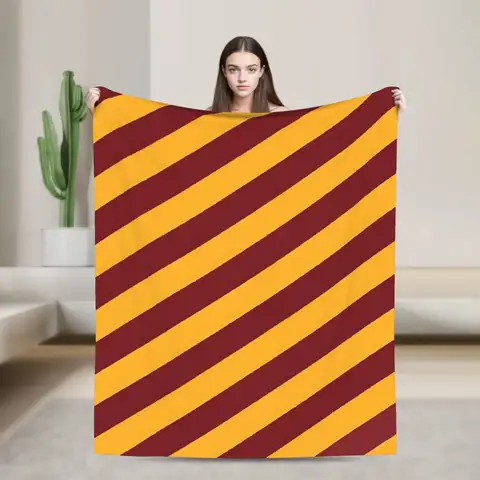 H-harry p-potter Gryffindor manta de rayas Camping ropa de cama de franela mantas para dormitorio cálido suave colcha de calidad personalizada regalo
