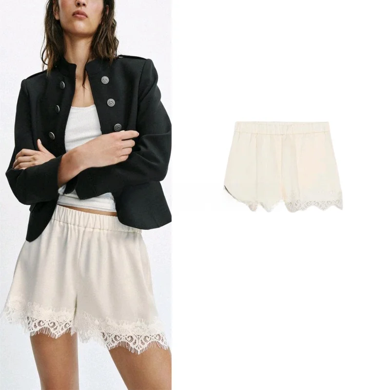Summer New Women's Elastic Waist Lace Patchwork Decoration Casual Straight Leg Short Pants Polyester Fiber Natural Waist
Summer New Women's Elastic Waist Lace Patchwork Decoration Casual Straight Leg Short Pants Polyester Fiber Natural Waist