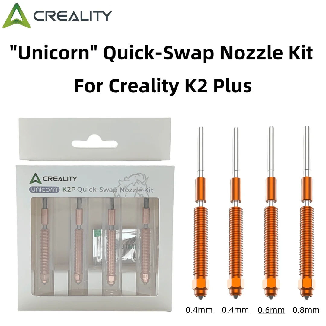 Комплект насадок Creality K2 Plus для быстросменной насадки Unicorn 0,4/0,6/0,8 мм, цельнометаллический дизайн для аксессуаров для 3D-принтеров Creality K2 Plus
Комплект насадок Creality K2 Plus для быстросменной насадки Unicorn 0,4/0,6/0,8 мм, цельнометаллический дизайн для аксессуаров для 3D-принтеров Creality K2 Plus