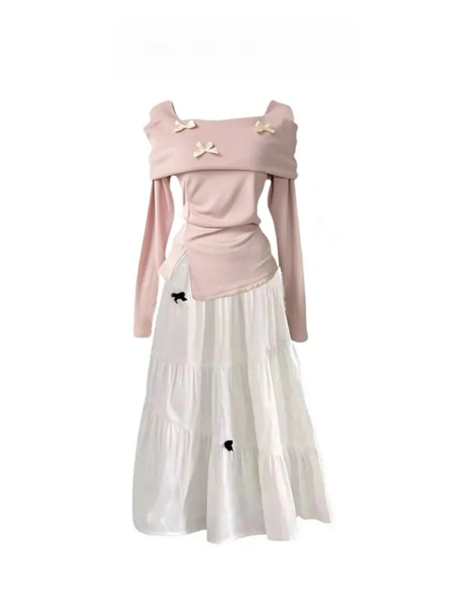 Spring 2026 Women's Fashion Set Pink Long Sleeve One Shoulder Top High Waist Skirt Two-Piece Suit Sweet Style Casual Wear
Spring 2026 Women's Fashion Set Pink Long Sleeve One Shoulder Top High Waist Skirt Two-Piece Suit Sweet Style Casual Wear