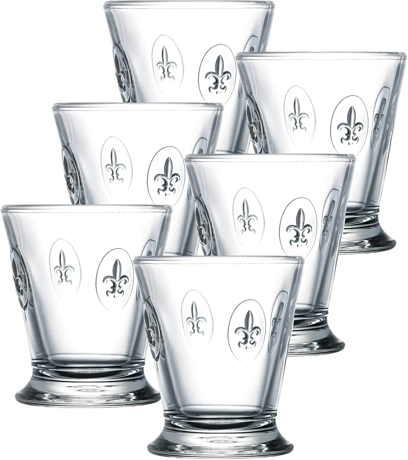 Classic French Pressed Glass Tumbler Set of 6 – 8.5 oz Embossed Royal Lily Motif, Durable & Dishwasher Safe for Water, Juice & Everyday Use
Classic French Pressed Glass Tumbler Set of 6 – 8.5 oz Embossed Royal Lily Motif, Durable & Dishwasher Safe for Water, Juice & Everyday Use
