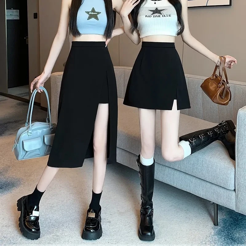 Asymmetrical slit black midi skirt for women, summer styleALine skirt2025High-waisted safety shorts skirt
Asymmetrical slit black midi skirt for women, summer styleALine skirt2025High-waisted safety shorts skirt