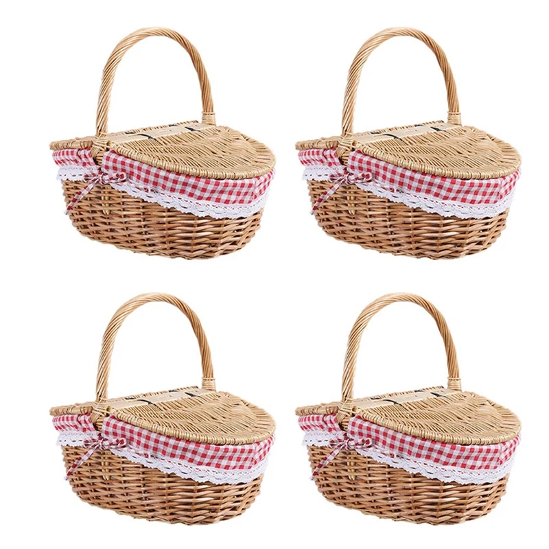 4X Country Style Wicker Picnic Basket Hamper With Lid And Handle & Liners For Picnics, Parties And Bbqs
4X Country Style Wicker Picnic Basket Hamper With Lid And Handle & Liners For Picnics, Parties And Bbqs
