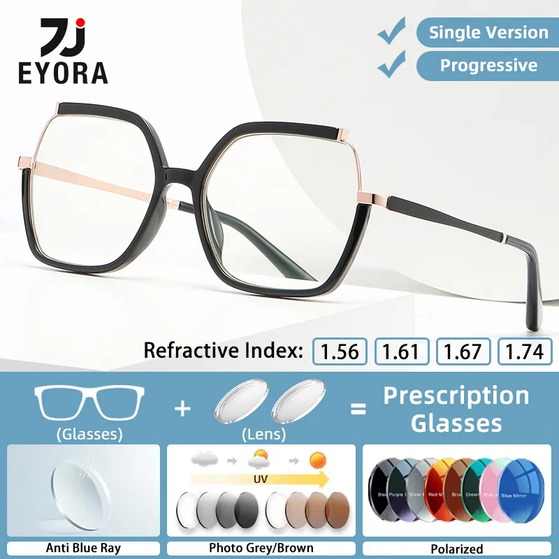 EYORA Oversize Frame Metal Two-Tone Reading Glasses Anti Blue Light Myopia Glasses Photochromic Prescription Optical Eyeglasses
EYORA Oversize Frame Metal Two-Tone Reading Glasses Anti Blue Light Myopia Glasses Photochromic Prescription Optical Eyeglasses