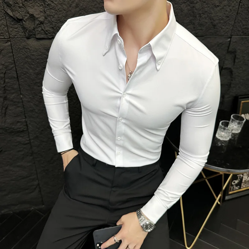 2024 Spring Solid Color Shirt Men Long Sleeve Slim Casual Shirts Fashion Business Dress Shirts Social Streetwear Men Clothing
2024 Spring Solid Color Shirt Men Long Sleeve Slim Casual Shirts Fashion Business Dress Shirts Social Streetwear Men Clothing