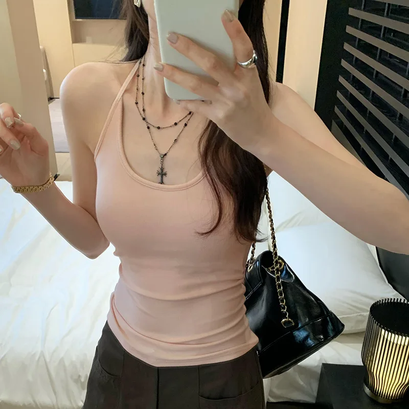 Slim Spicy Sleeveless Suspenders With Chest Pads Women'S Summer Bottoming Tops U Neck Croped Tank Tops Camisole Solid Casual
Slim Spicy Sleeveless Suspenders With Chest Pads Women'S Summer Bottoming Tops U Neck Croped Tank Tops Camisole Solid Casual