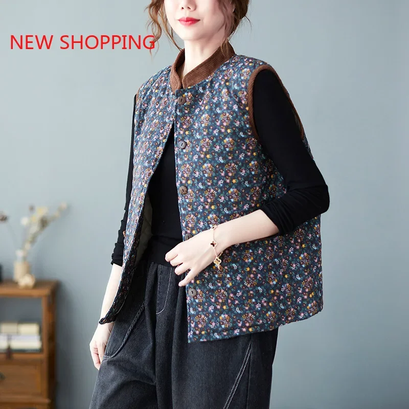 Vintage Print Women Vest Jacket Cotton Linen Quilted New Ethnic Style Fashion Warm Plus Velvet Thick Vest Coat Winter Waistcoat
Vintage Print Women Vest Jacket Cotton Linen Quilted New Ethnic Style Fashion Warm Plus Velvet Thick Vest Coat Winter Waistcoat