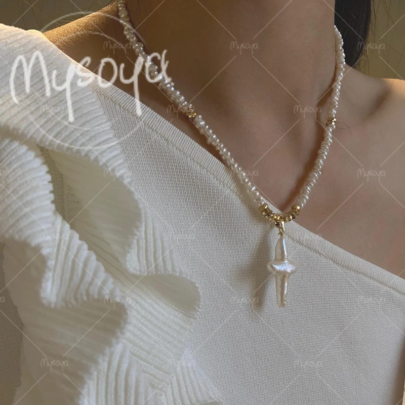 MYSOYA 3-4mm & 12-16mm White Freshwater Pearl Baroque Cross Pearl Pendant Necklace for Birthday/Wedding/Mother's Day Gift A0830
MYSOYA 3-4mm & 12-16mm White Freshwater Pearl Baroque Cross Pearl Pendant Necklace for Birthday/Wedding/Mother's Day Gift A0830