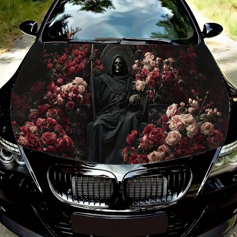 Dark Reaper & Rose Car Vinyl Wrap, PVC Waterproof Car Hood Sticker, Self-Adhesive Scratch-Resistant Stickers for Engine Cover, C
Dark Reaper & Rose Car Vinyl Wrap, PVC Waterproof Car Hood Sticker, Self-Adhesive Scratch-Resistant Stickers for Engine Cover, C
