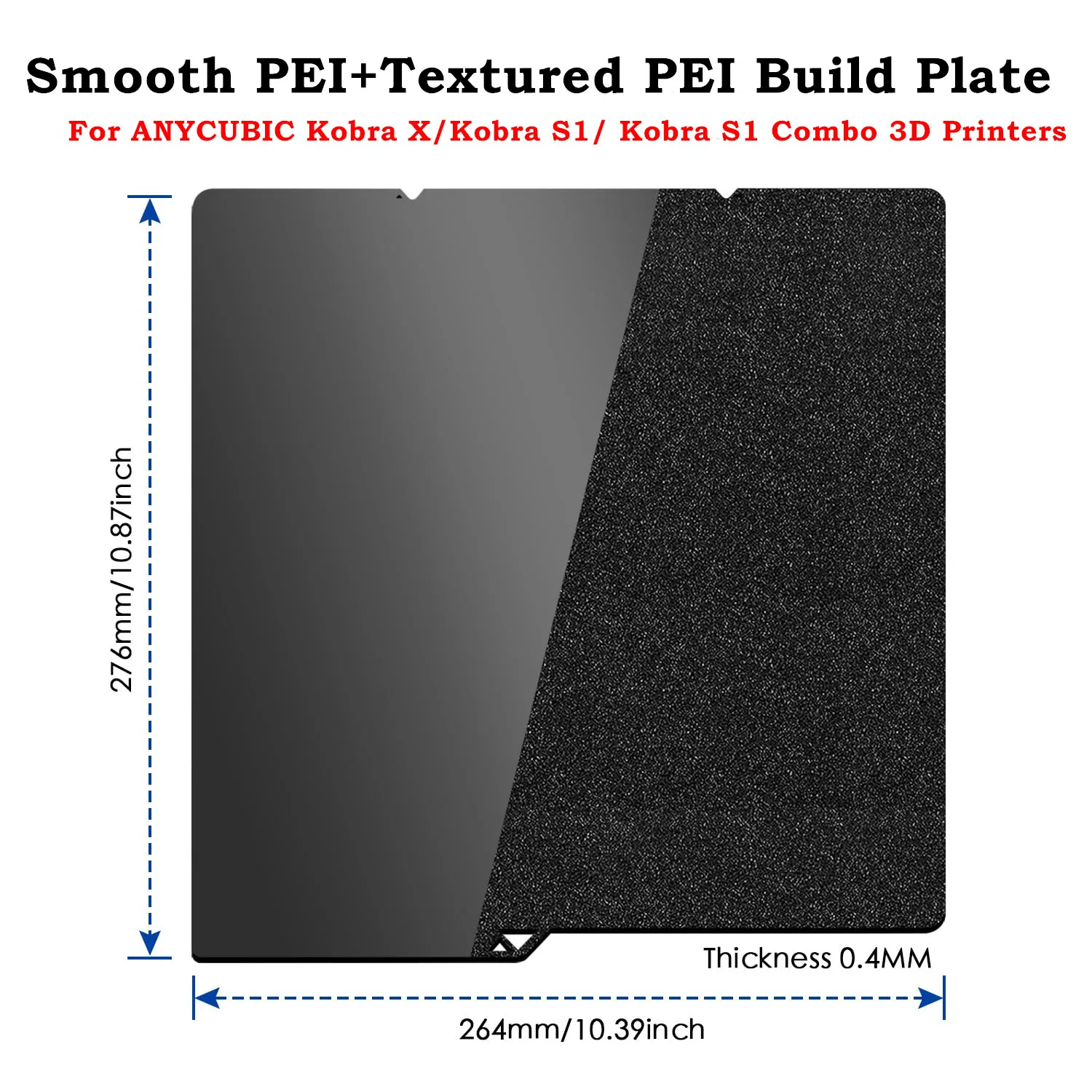 For Kobra S1/Kobra X Build Plate 264x276mm Smooth Textured PEI Double Side Black PEI Flexible Spring Steel Sheet for Anycubic
For Kobra S1/Kobra X Build Plate 264x276mm Smooth Textured PEI Double Side Black PEI Flexible Spring Steel Sheet for Anycubic