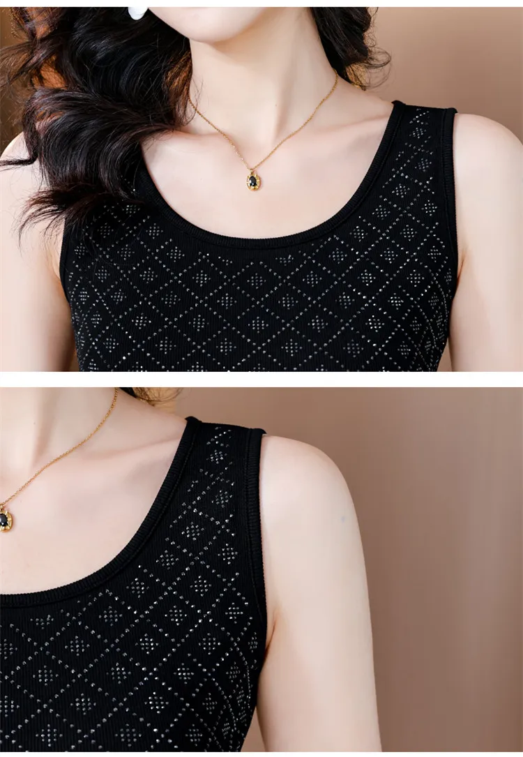 Vintage Rhinestone Tank Top Women Y2k Crop Tops Summer black Street Harajuku Sleeveless T-shirts
Vintage Rhinestone Tank Top Women Y2k Crop Tops Summer black Street Harajuku Sleeveless T-shirts