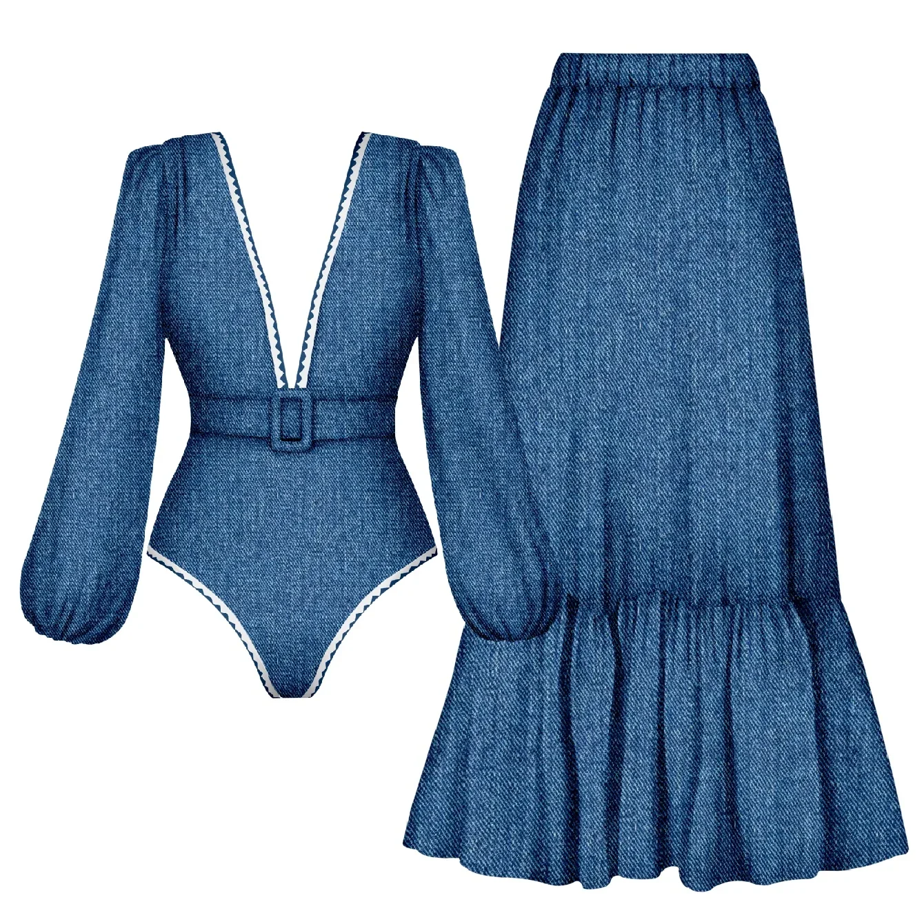 New Women Swimwear 2PC Cover-up Swimsuit Ruffle Dongbei Printed Deep V One-piece Monokini Kimono Bikini Suit Summer Beachwear
New Women Swimwear 2PC Cover-up Swimsuit Ruffle Dongbei Printed Deep V One-piece Monokini Kimono Bikini Suit Summer Beachwear