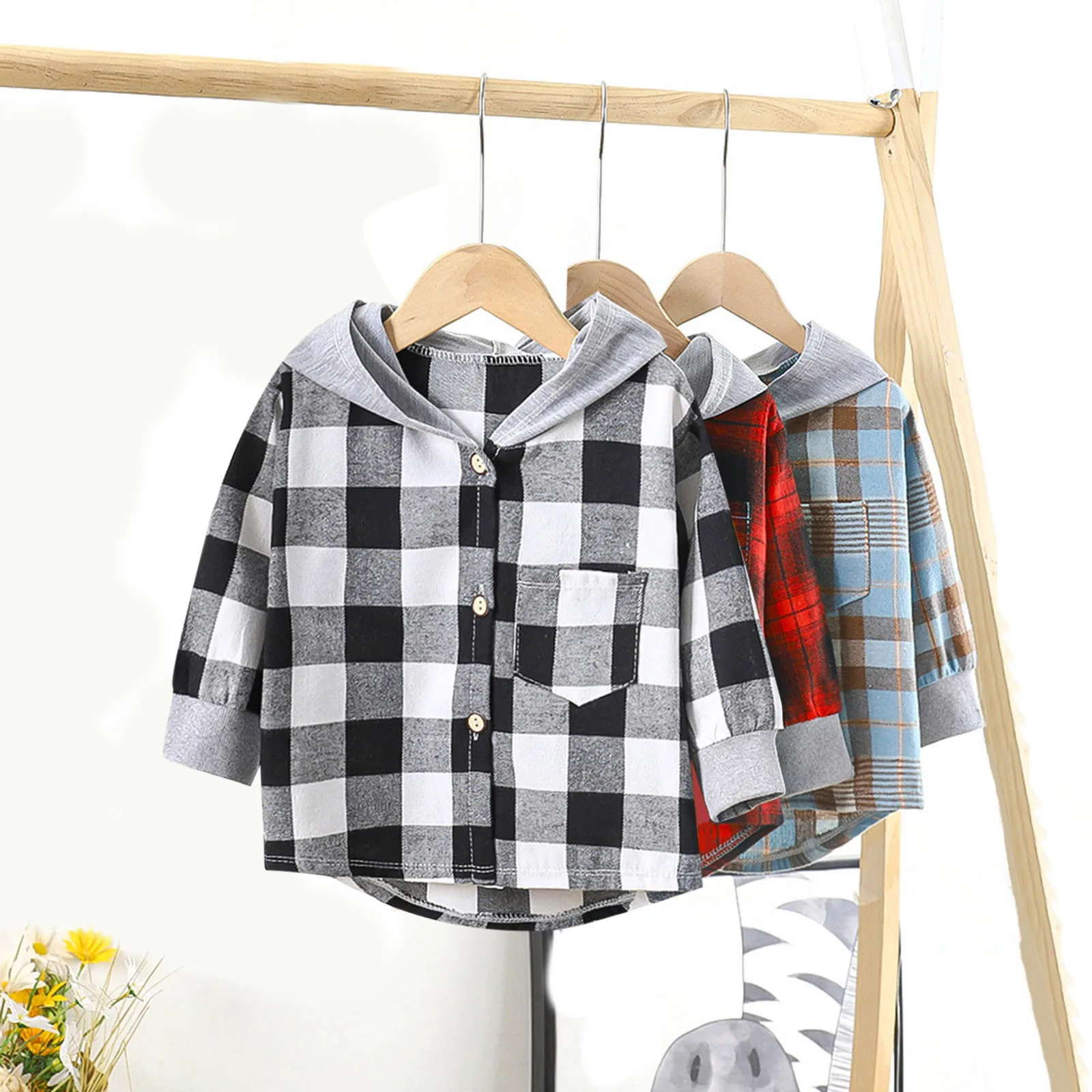 Children'S Spring Long Sleeve Cardigan Leisure Plaid Hooded Button Shirt Coat Jackets 3 Colors Optional
Children'S Spring Long Sleeve Cardigan Leisure Plaid Hooded Button Shirt Coat Jackets 3 Colors Optional