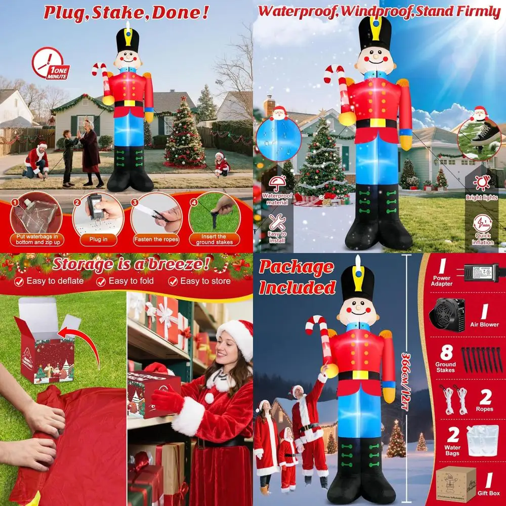 Large Outdoor Christmas Nutcracker Inflatable with LED Lights, Funny Soldier Theme, Perfect for Holiday Parties and Lawn Garden
Large Outdoor Christmas Nutcracker Inflatable with LED Lights, Funny Soldier Theme, Perfect for Holiday Parties and Lawn Garden