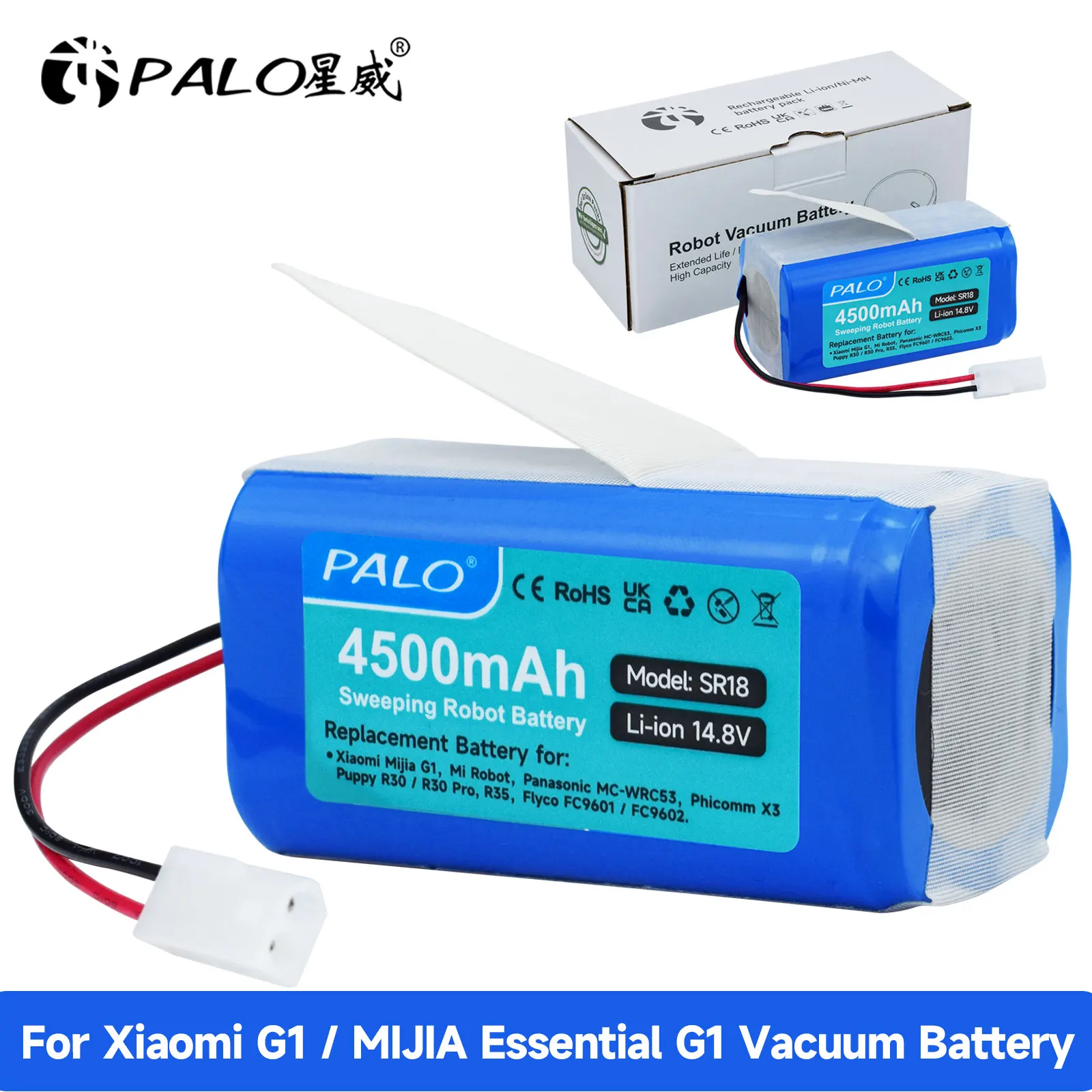 New 14.8V 4500mAh Li-ion Battery for Xiaomi G1 MI Robot Vacuum-Mop Essential MJSTG1 Robot Vacuum Cleaner 18650 Battery Pack
New 14.8V 4500mAh Li-ion Battery for Xiaomi G1 MI Robot Vacuum-Mop Essential MJSTG1 Robot Vacuum Cleaner 18650 Battery Pack