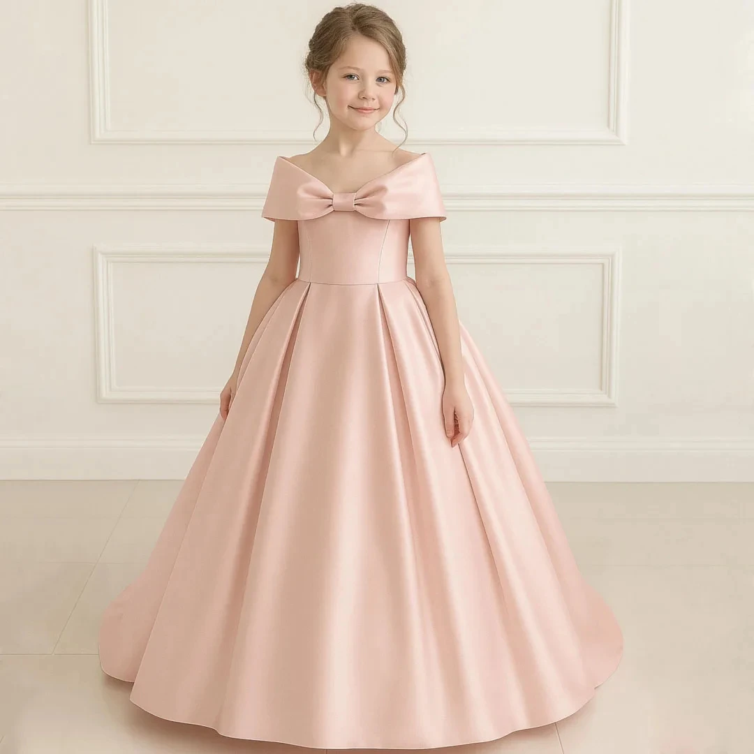 Customized Pink Flower Girl Dress for Wedding Bow V Back Satin Floor Length Elegant Kids Birthday Party First Communion Gown
Customized Pink Flower Girl Dress for Wedding Bow V Back Satin Floor Length Elegant Kids Birthday Party First Communion Gown