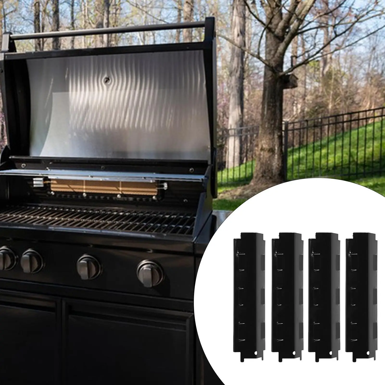 Grill Heat Plates Stainless Steel Grill Heat Deflector 4 Piece Replacement Burner Deflector For Backyard Cooking Picnics Camping 
Grill Heat Plates Stainless Steel Grill Heat Deflector 4 Piece Replacement Burner Deflector For Backyard Cooking Picnics Camping