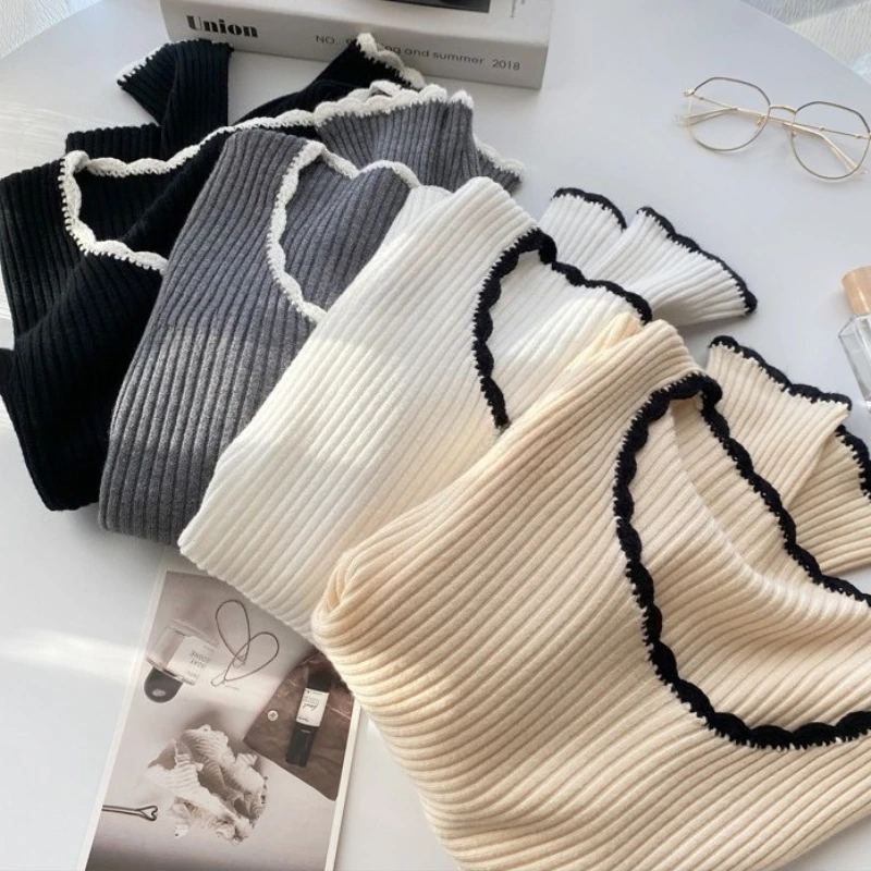 2026 Autumn Winter Square Neck Knitted Pullovers Women Long Sleeve Slim Soft Tops Casual Versatile Color Blocking Sweater
2026 Autumn Winter Square Neck Knitted Pullovers Women Long Sleeve Slim Soft Tops Casual Versatile Color Blocking Sweater