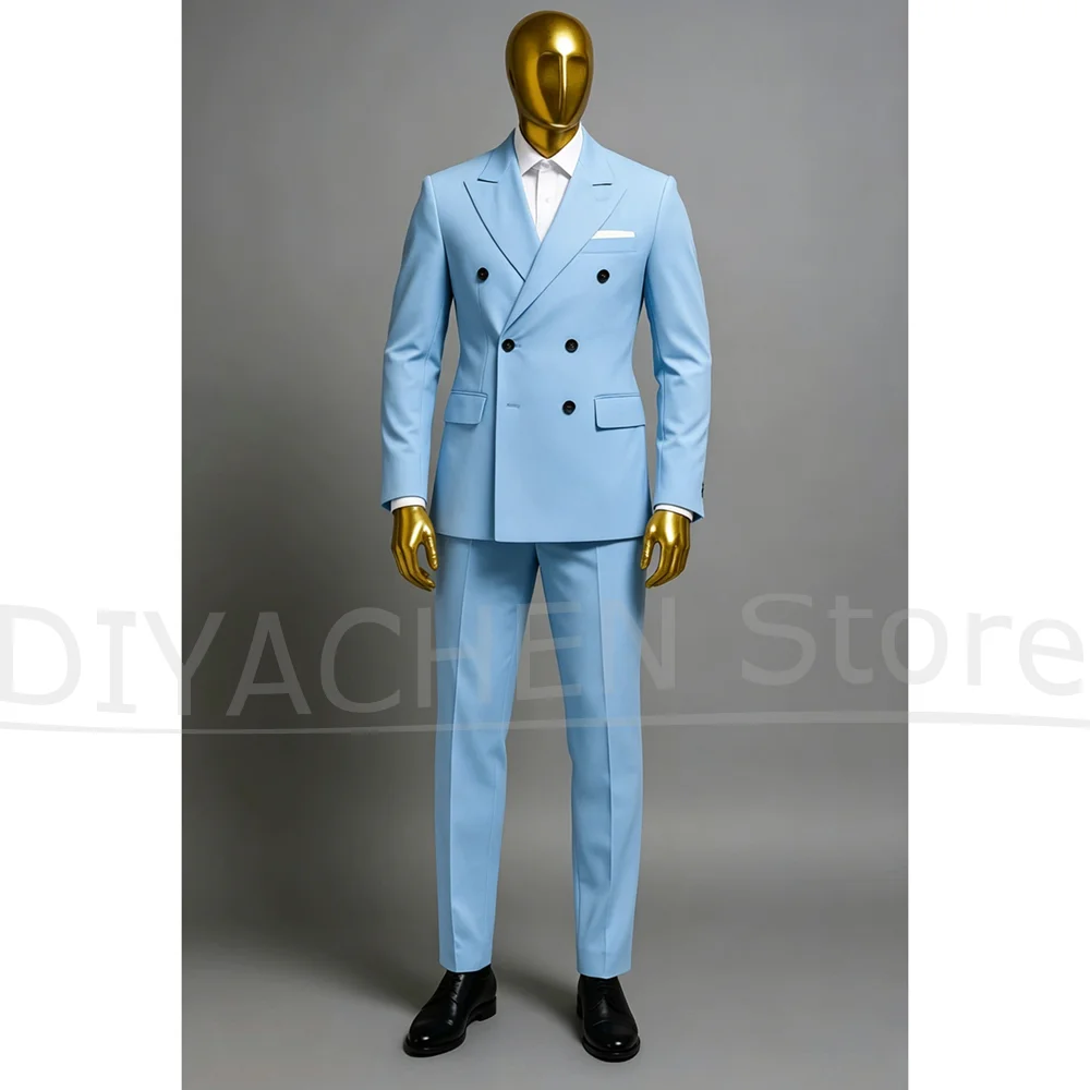 Men Double Breasted Two Piece Suit Peak Lapel Slim Fit Blazer And Trousers Formal Tuxedo For Groom Wedding Business Party Suits
Men Double Breasted Two Piece Suit Peak Lapel Slim Fit Blazer And Trousers Formal Tuxedo For Groom Wedding Business Party Suits