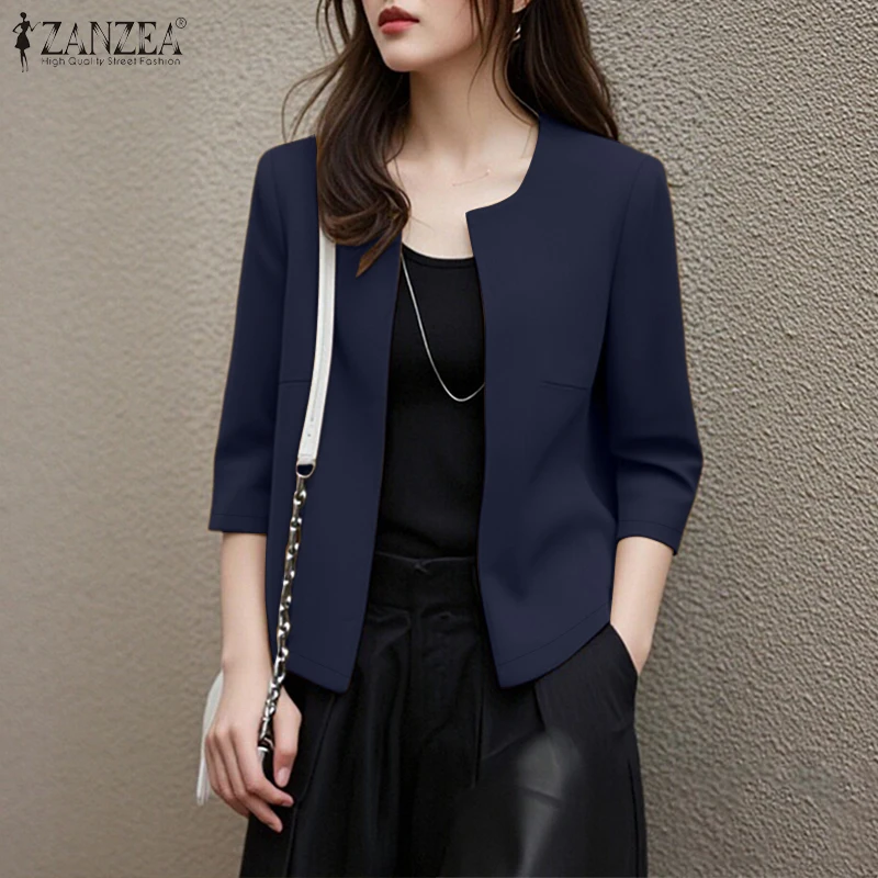 2026 Summer Cardigan ZANZEA Stylish Women Shirt O Neck 3/4 Sleeve Slim Fit Outwears Solid Color Thin Tops OL Work Coats Oversize
2026 Summer Cardigan ZANZEA Stylish Women Shirt O Neck 3/4 Sleeve Slim Fit Outwears Solid Color Thin Tops OL Work Coats Oversize