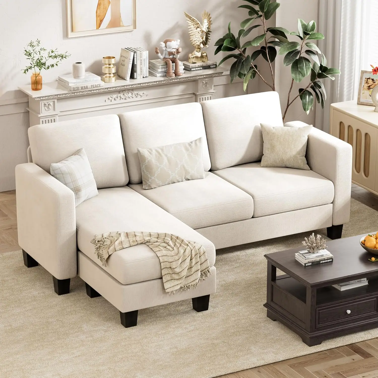 Convertible Sectional Sofa Couch, 3 Seat L-Shaped Sofa with Linen Fabric, Movable Ottoman Small Couch for Small Apartments
Convertible Sectional Sofa Couch, 3 Seat L-Shaped Sofa with Linen Fabric, Movable Ottoman Small Couch for Small Apartments