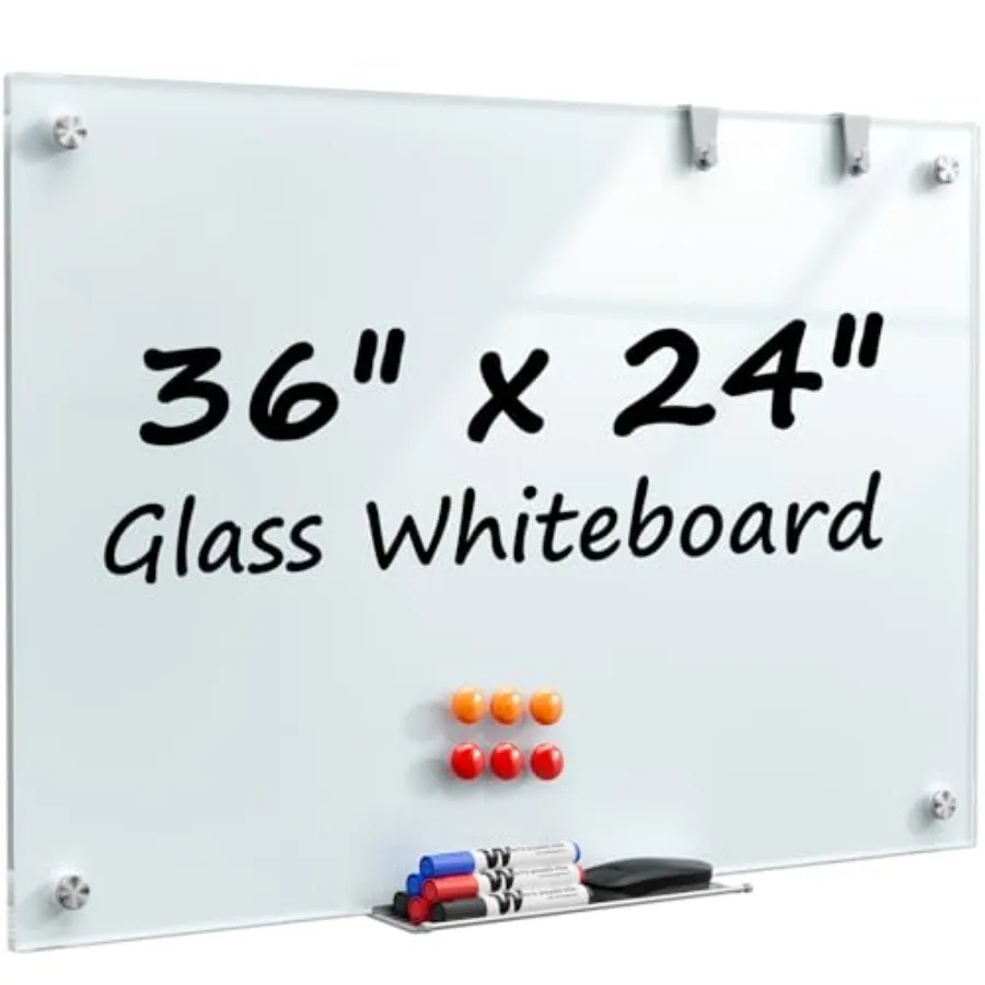 Glass Whiteboard 36 x 24 Inch, Tempered Glass Dry Erase Board, Frameless Wall Mounted Magnetic Whiteboard for Home Office, Stud
Glass Whiteboard 36 x 24 Inch, Tempered Glass Dry Erase Board, Frameless Wall Mounted Magnetic Whiteboard for Home Office, Stud