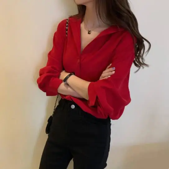 Women's Chiffon Shirt Long Sleeve Trendy Autumn plus Size Red Color 2024 New Year Fashion Top Collar Button down T-shirt
Women's Chiffon Shirt Long Sleeve Trendy Autumn plus Size Red Color 2024 New Year Fashion Top Collar Button down T-shirt