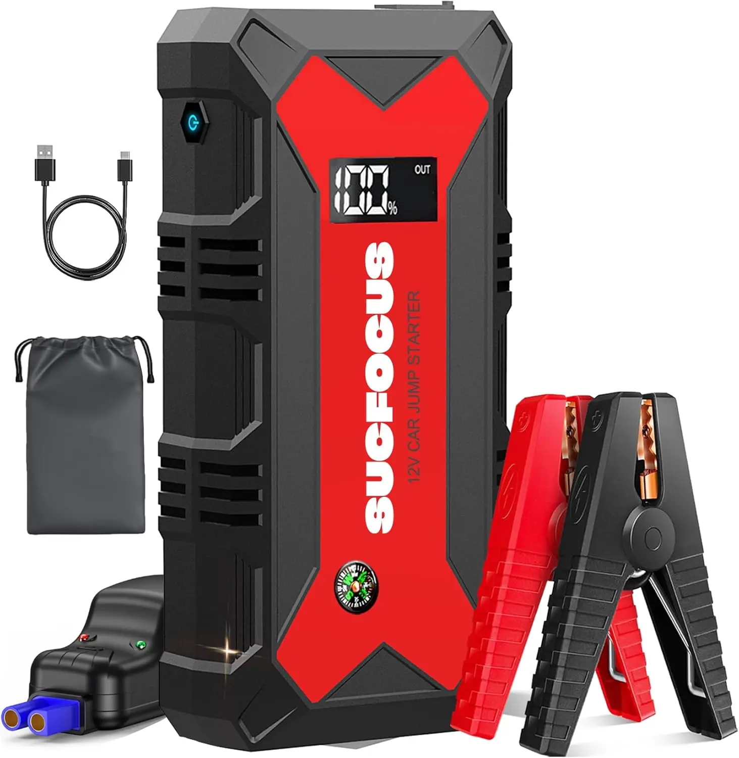 4000A Portable Car Battery Jump Starter for 9.0L Gas or 7.0L Diesel Engine with Jumper Cable, LED Light, USB QC3.0
4000A Portable Car Battery Jump Starter for 9.0L Gas or 7.0L Diesel Engine with Jumper Cable, LED Light, USB QC3.0