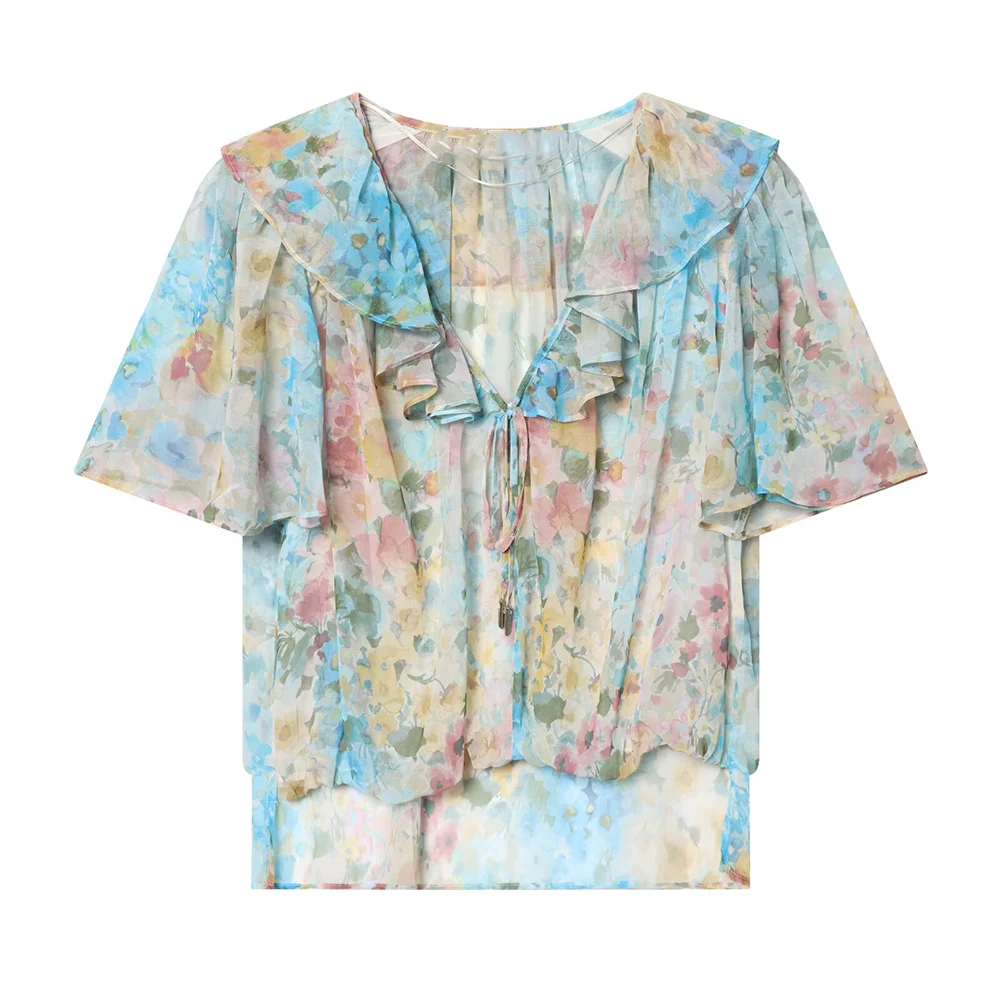 WOMAN 2026 Summer New Fashion Floral-Print Laminated Shirt Vintage V Neck Short Sleeve Casual Female Shirts Blusas Chic Tops
WOMAN 2026 Summer New Fashion Floral-Print Laminated Shirt Vintage V Neck Short Sleeve Casual Female Shirts Blusas Chic Tops