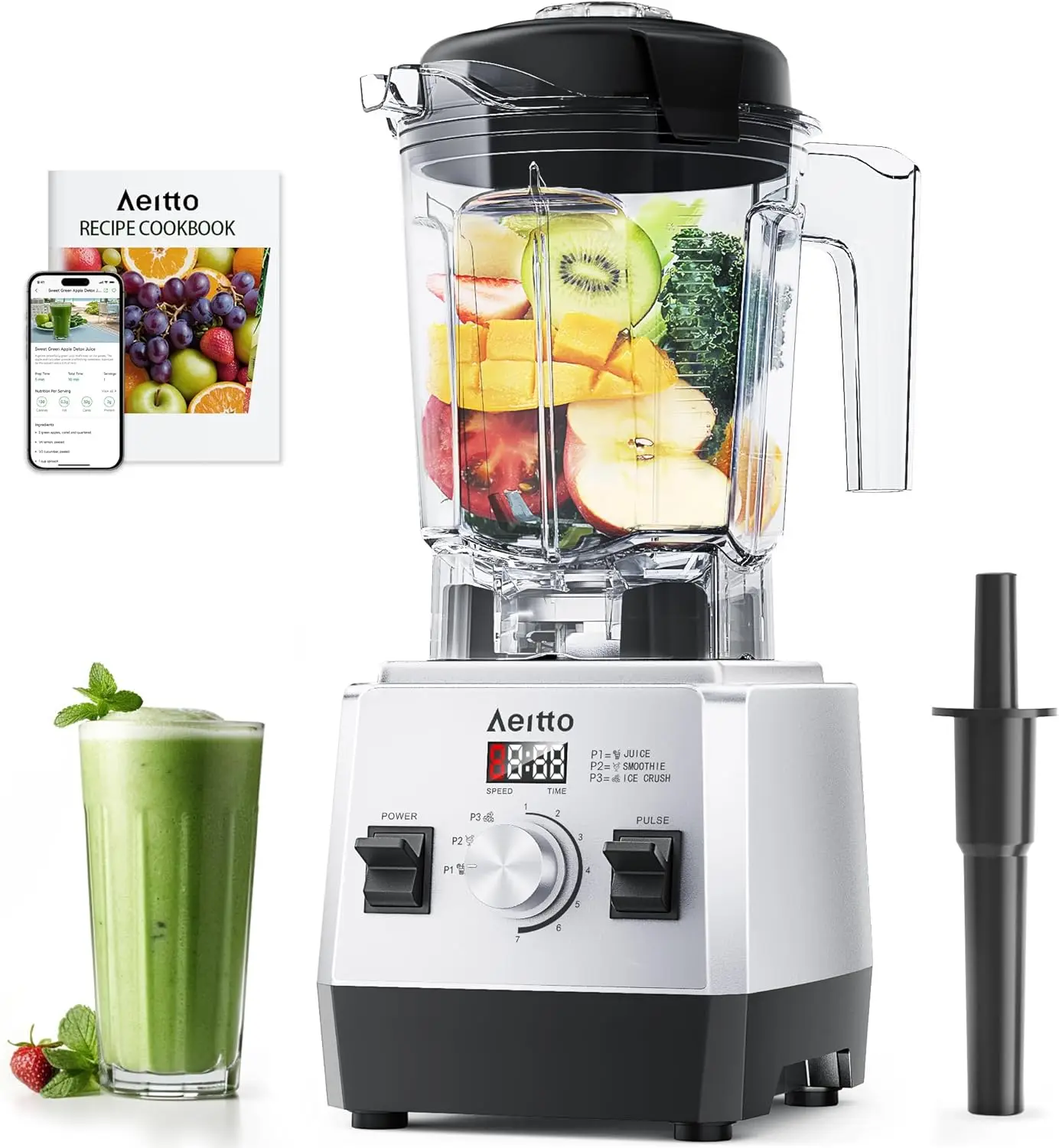 68oz Large Capacity Blender, 1800W Peak Power, 3 Presets & 7 Speeds, Auto-Clean, Silver
68oz Large Capacity Blender, 1800W Peak Power, 3 Presets & 7 Speeds, Auto-Clean, Silver