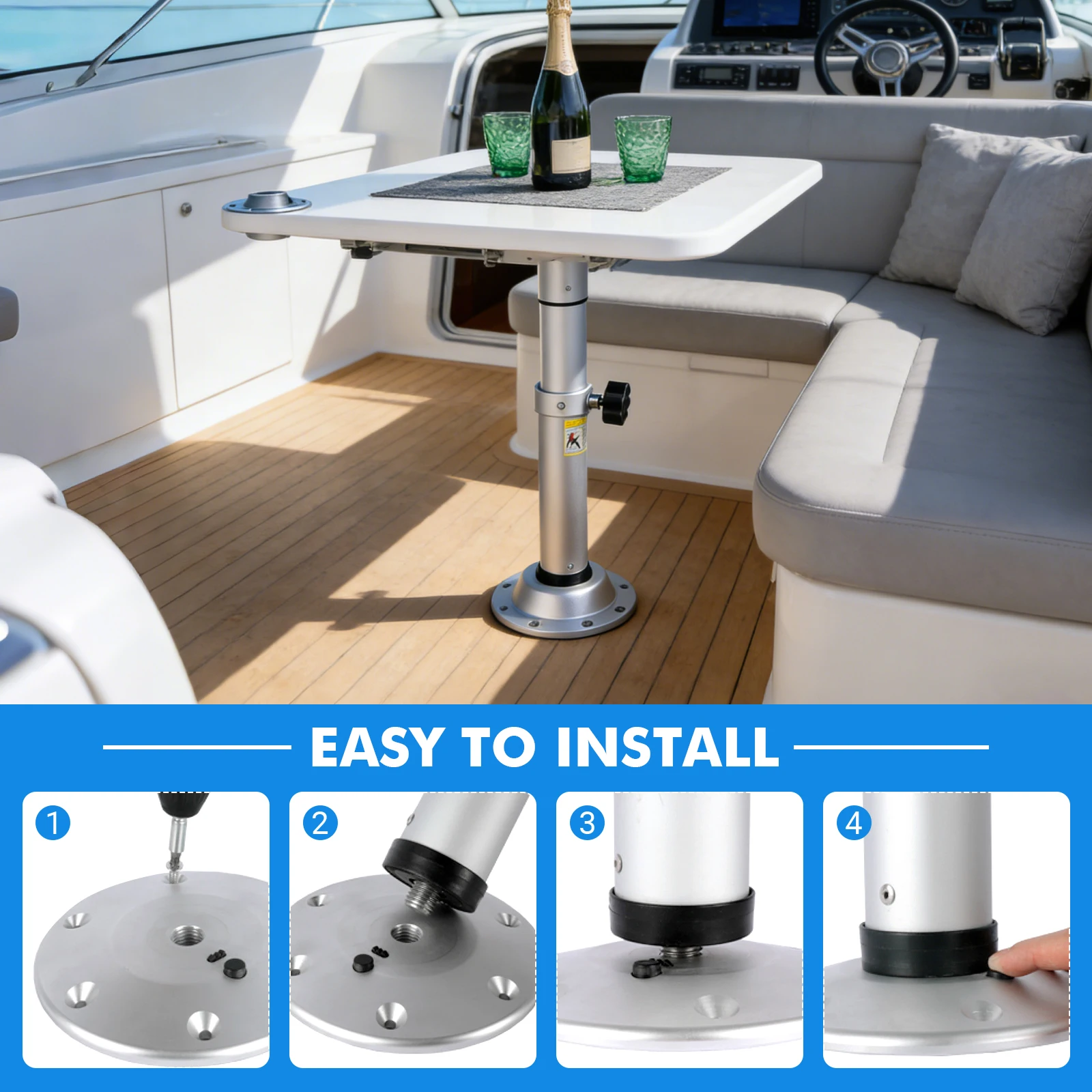 Detachable Aluminum Alloy Stand Base with Gas Lift Telescopic Table Legs One-Leg Lifting System for Boat Yacht Motorhome Caravan
Detachable Aluminum Alloy Stand Base with Gas Lift Telescopic Table Legs One-Leg Lifting System for Boat Yacht Motorhome Caravan